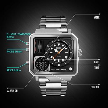 Skmei 1392 Mens Watches Waterproof Fashion Casual Clock Male Digital Quartz Watch Men Stainless Steel Strap Luxury Watch - Rose Gold