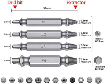 Screw Extractor Dr.meter Damaged Screw Extractor and Remove Set  Stripped/ Damaged Screws Remover