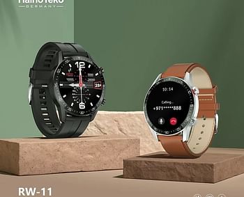 Haino Teko Germany  RW-11 46mm Bluetooth Smart Watch, Calls Silver With *Dual Straps* for Android & IOS, Black