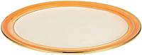 Ceramic Three Lines Round Plate- 15.25 Inches Orange And Gold Multi Color