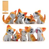 Cute Cats Inspired 9 PCs Action Figure Collectable Set - Orange | Kittens Play set | Birthday Gift & Cake Toppers