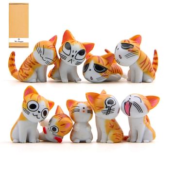 Cute Cats Inspired 9 PCs Action Figure Collectable Set - Orange | Kittens Play set | Birthday Gift & Cake Toppers