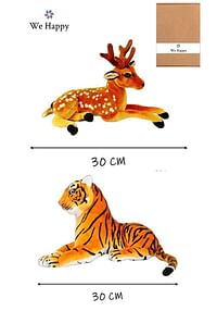 Deer & Tiger Plush Soft Toy - 30 CM | Decorative Collectible Decor | 2 Pcs Combo