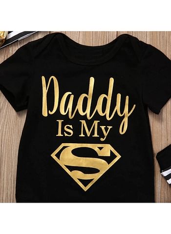 Daddy is my Super Baby Bodysuit Cute Romper Birthday Costume Dress- 9 to 12 months