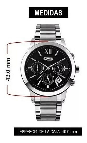 SKMEI 9097 Chronograph Stainless Steel Strap 30M Waterproof Wrist Watch for Men - Silver Black