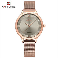 NAVIFORCE NF5023 Rose Gold Diamond Watch For Women Luxury Crystal Quartz Analog RG/GY