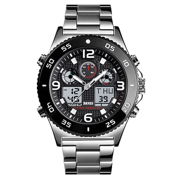 SKMEI Men Sport Watches Fahsion Stopwatch Alarm Dual Display Waterproof Digital Watch For Man 1538 SL Black