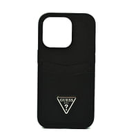 Guess Saffiano Double Card Hard Case For Iphone 14 Pro Black