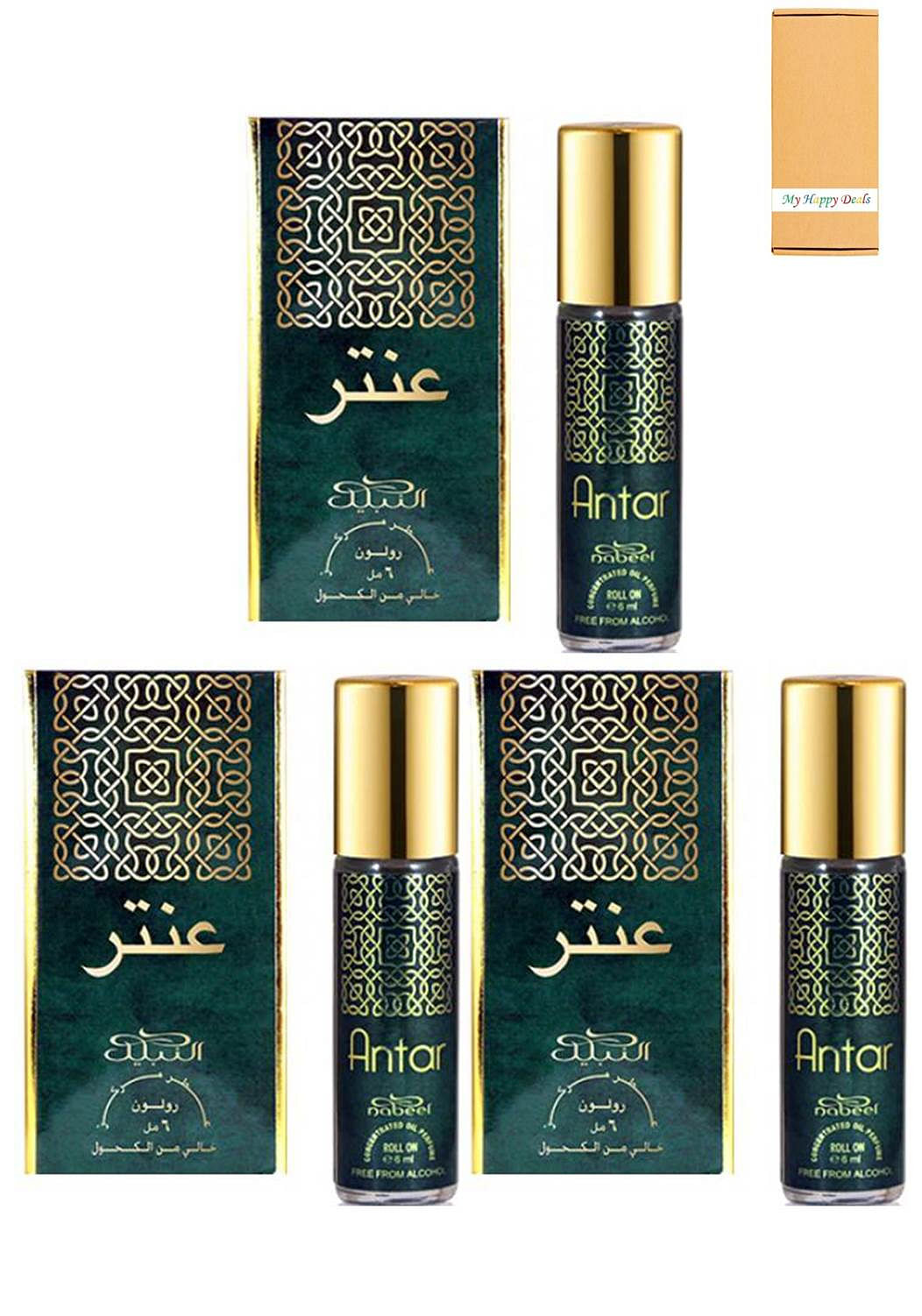 3 Pcs Nabeel Antar Alchohol Free Roll On Oil Perfume 6ML