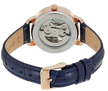Akribos XXIV Skelton Women’s Watch – See Through Dial with Automatic Movement – Genuine Leather Crocodile Band, Skinny Strap – AK1037BU Casual - Blue