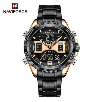 NAVIFORCE NF9201 Men Sport Military Luminous Digital Quartz Luxury Gold 3ATM Waterproof Wrist watch B/RG