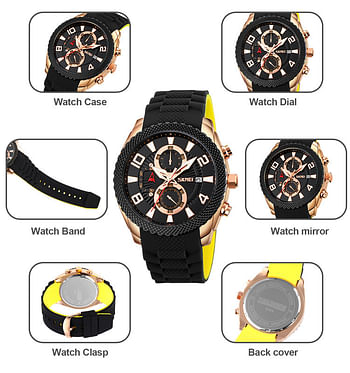 SKMEI 9269 Jam Tangan Chain Quartz Watches for Men 3ATM Waterproof Multifunction Wrist Watch RG/ Black