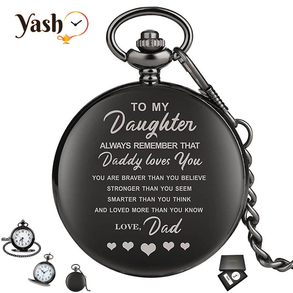 Yash Retro Style I Love You Quartz Pocket Watch For Daughter - Signature Gift