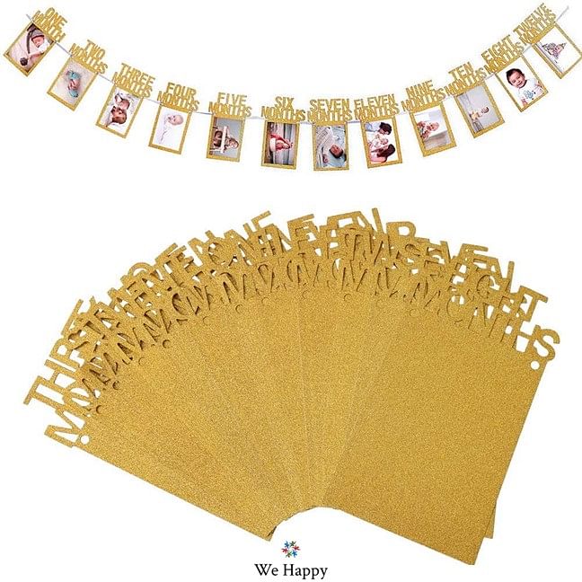 First Birthday Photo Frame Banner for kids -Gold-L