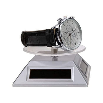 360°Solar Powered Rotating Display | Jwellery, Cellphone & Watch Stand | White