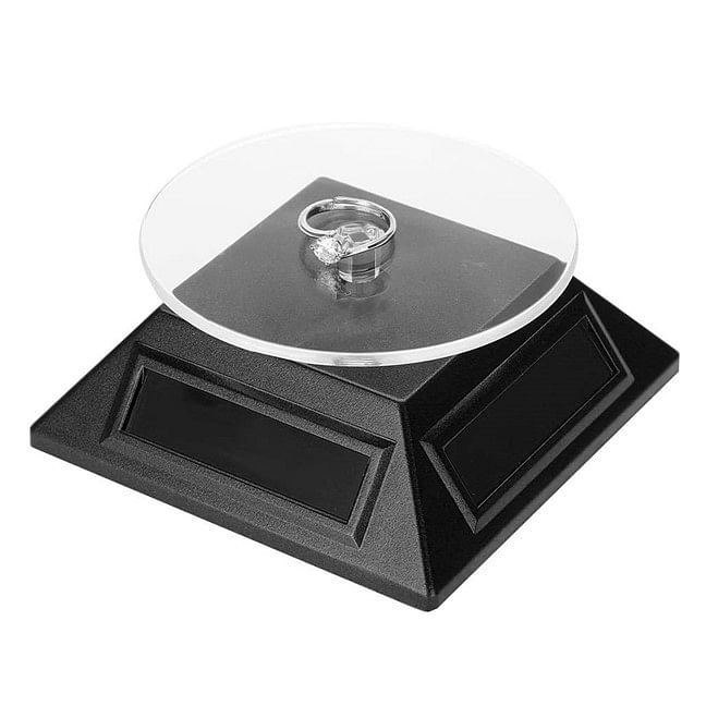 360°Solar Powered Rotating Display | Jwellery, Cellphone & Watch Stand | Black