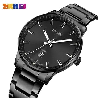 SKMEI 1878 Mens Watches Top Brand Luxury Stainless Steel Strap 3Bar Waterproof Date Time Watch Quartz Wristwatch - Black