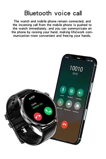 GT5 Smart Watch 1.32 Inch Full Touch Screen Bluetooth Call Remote Music Control  Wireless Charger Smartwatch Heart Rate Sleep Monitor - Black