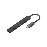 Promate USB-C Hub, 4-in-1 Type-C Sync/Charge Adapter with USB-A Adapter, 5Gbps USB 3.0 Port, 480Mbps USB 2.0 Ports and Compact Aluminum Design for MacBook Pro, Samsung Chromebook Plus, LiteHub-4 Black