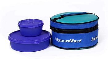 Signoraware New Classic Small Plastic Lunch Box with Bag 550ml Violet