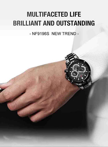 NAVIFORCE NF9196S Golden Men's Quartz Watch Stainless Steel Wristwatch