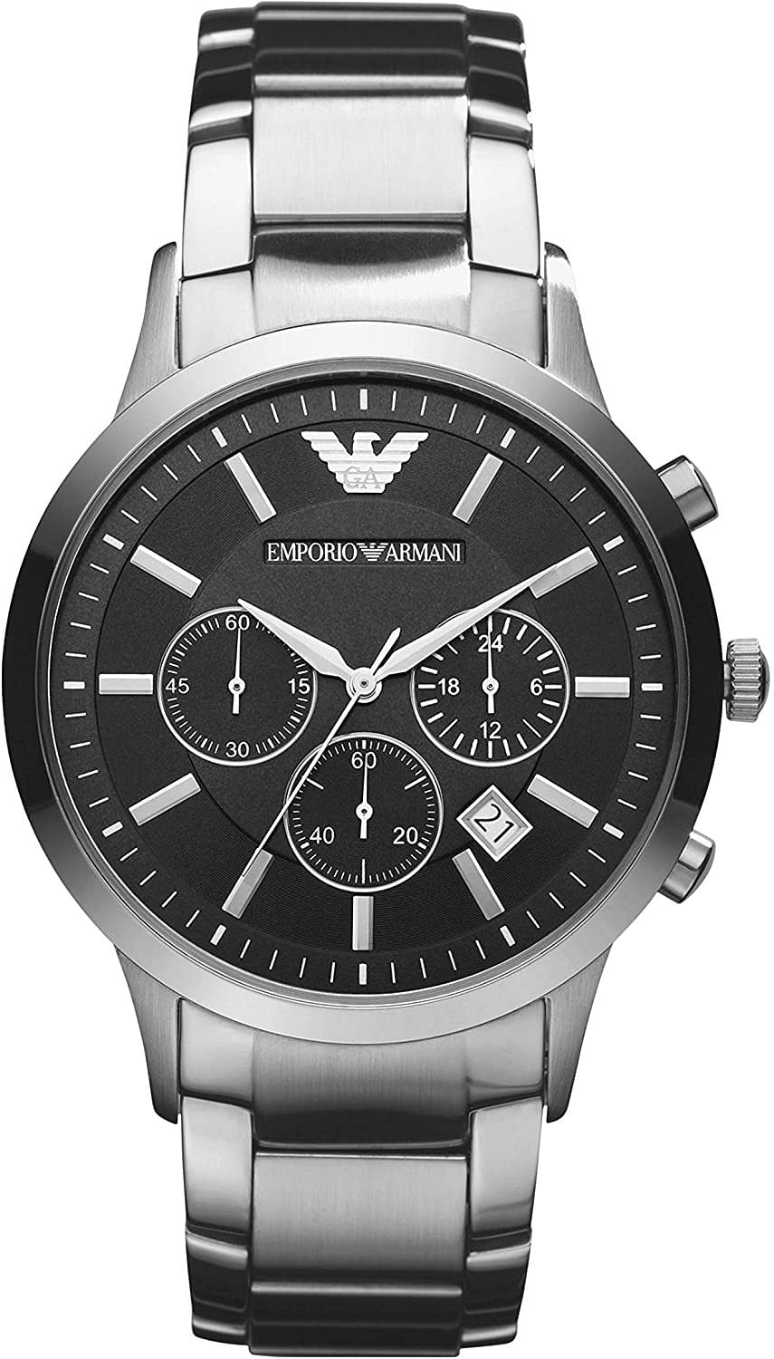 Emporio Armani Men s Classic AR2434 Black Stainless Steel Japanese Quartz Dress Watch