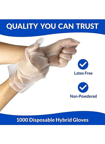 100 Piece Plastic Disposable Latex and Powder Free Clear Gloves