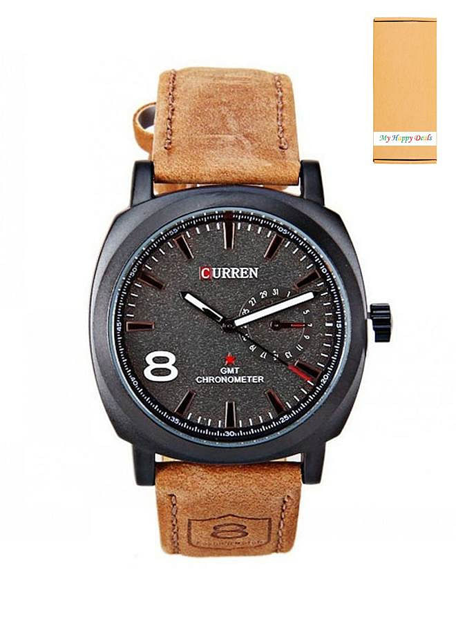 Curren 8139 Analog Leather Strap Wrist Watch