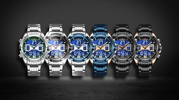 NAVIFORCE NF9201 Men Sport Military Luminous Digital Quartz Luxury Gold 3ATM Waterproof Wrist watch B/RG