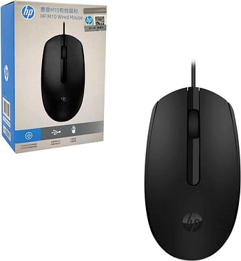 HP M10 USB Wired Mouse, Black Color