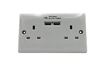13A 2 Gang BS socket with Dual USB