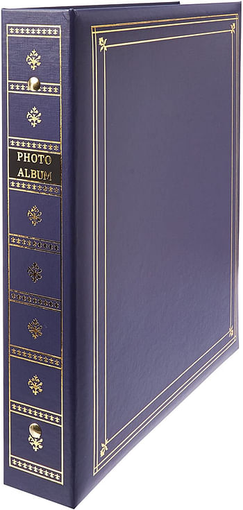 Pioneer Photo Albums 3-Ring Bound Bay Blue Leatherette Cover with Gold Accents Photo Album for 4 by 7-Inch, 5 by 7-Inch and 8 by 10-Inch Prints