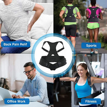 Back Brace Posture Corrector - Medical Grade Fully Adjustable Support Brace - Improves Posture and Provides Lumbar Support - for Lower and Upper Back Pain - Men and Women