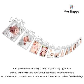 First Birthday Photo Frame Banner for kids -Silver -L