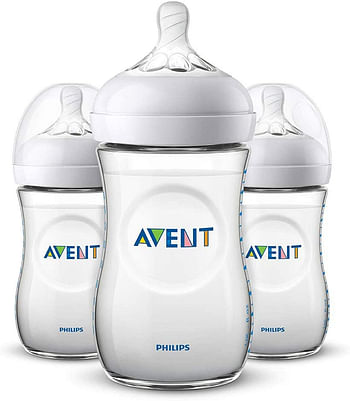 Philips Avent Natural Feeding Bottle 260ml, Pack of 3 , Transparent