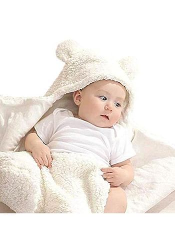 Cute Baby Hooded Blanket Wrap Costume Dress Photoshoot Prop - White