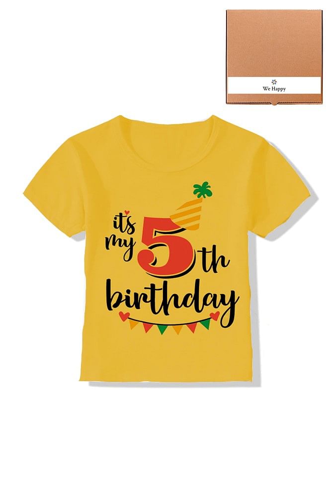 Its My 5th Birthday Party Boys and Girls Costume Tshirt Memorable Gift Idea Amazing Photoshoot Prop  - Yellow