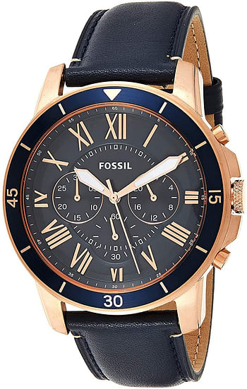 Fossil Mens Quartz Watch, Analog and Leather- FS5237