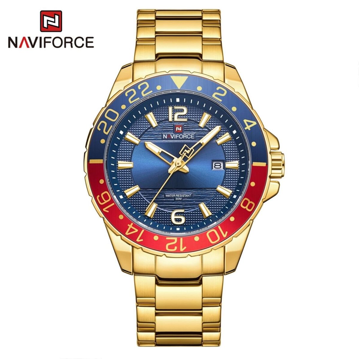 NAVIFORCE NF9192 G/G/BE GOLD TONE STAINLESS STEEL MEN'S WATCH