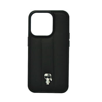 Karl Lagerfeld Nylon Puffy Ikonik Pin Hard Case For Iphone 14 Pro Black