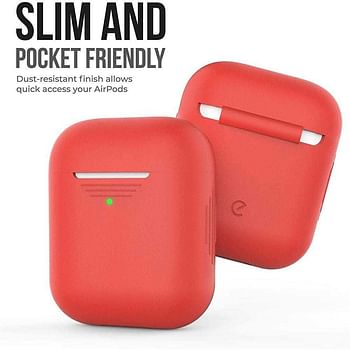 KEYBUDZ PodSkinz Protective Silicone Cover for AirPods 1 & 2 - Lava Red