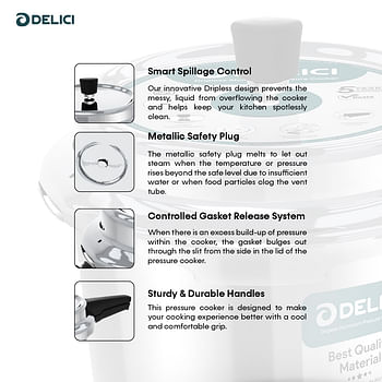 DELICI ADPC3E 3 litre Aluminium Pressure cooker