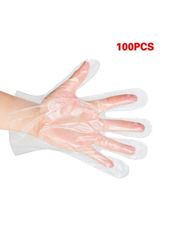 100 Piece Plastic Disposable Latex and Powder Free Clear Gloves