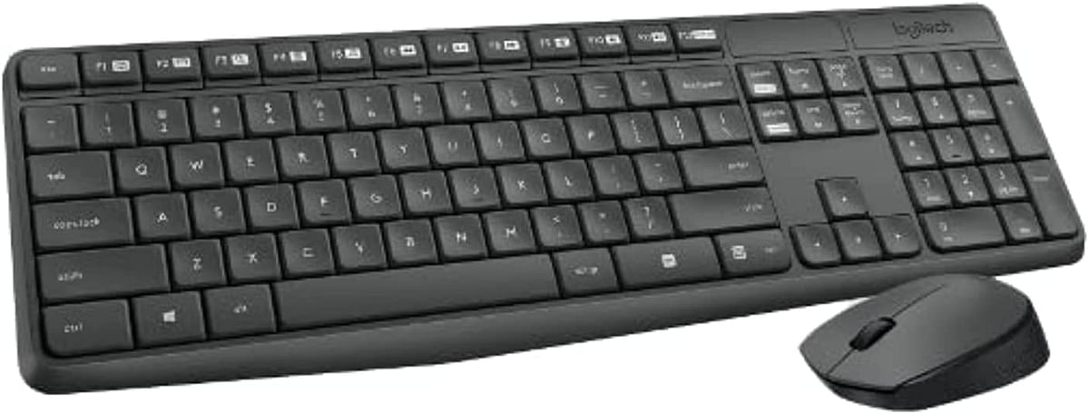 Logitech MK235 Wireless Keyboard and Mouse Combo for Windows, 2.4 GHz Wireless with Unifying USB-Receiver, Wireless Mouse, 15 FN Keys, 3-Year Battery Life, PC/Laptop, Arabic/English Layout - Black