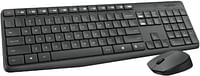 Logitech MK235 Wireless Keyboard and Mouse Combo for Windows, 2.4 GHz Wireless with Unifying USB-Receiver, Wireless Mouse, 15 FN Keys, 3-Year Battery Life, PC/Laptop, Arabic/English Layout - Black