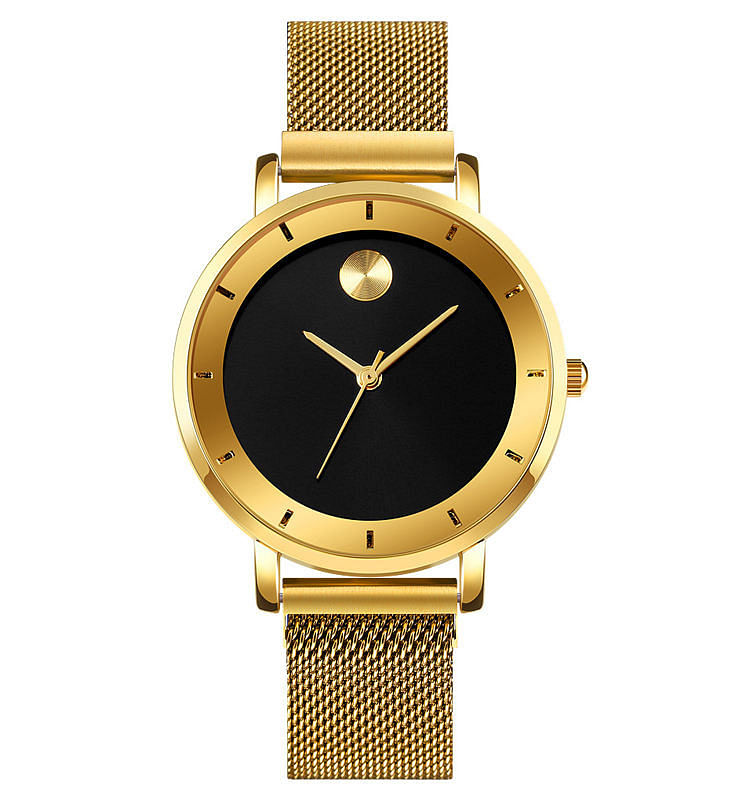 Skmei 1701 New Stylish Ladies Quartz Wrist Watch Stainless Steel Waterproof Minimal Watches for Women - Gold