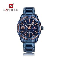 NAVIFORCE Brand Men Waterproof Stainless Steel Quartz Watch Multifunction NF9117 Blue