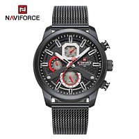 NAVIFORCE NF9211 Movement Quartz Mullti-Funtion Movement Water Proof Mess Stainless Steel Straps for Men's - Black