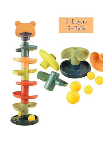 Rolling Around Tower Ball Drop & Roll Activity Toy For Babies & Toddlers - 45 cm | 7 Layers & 5 Balls