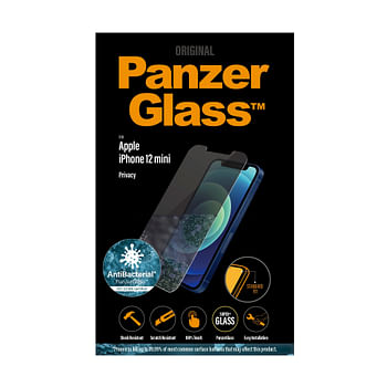 PanzerGlass Privacy iPhone 12 Mini Screen Protector - Standard Fit Tempered Glass w/ Anti-Microbial Surface Protection, Case Friendly & Easy Install - Privacy